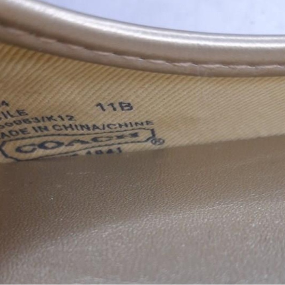 Coach Brown & Gold Color CC Canvas Slip On Flats Women's Size 11 - Picture 5 of 5